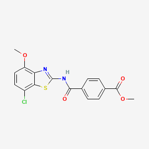 molecular formula C17H13ClN2O4S B2646769 4-((7-氯-4-甲氧基苯并[d]噻唑-2-基)氨基甲酰基)苯甲酸甲酯 CAS No. 886948-74-9