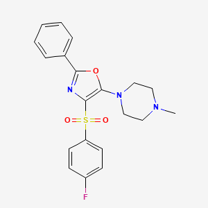 molecular formula C20H20FN3O3S B2646771 1-{4-[(4-氟苯基)磺酰基]-2-苯基-1,3-恶唑-5-基}-4-甲基哌嗪 CAS No. 823828-55-3