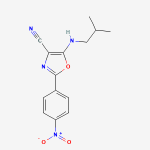 molecular formula C14H14N4O3 B2646772 5-(异丁基氨基)-2-(4-硝基苯基)恶唑-4-腈 CAS No. 613649-75-5