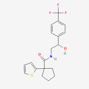 molecular formula C19H20F3NO2S B2646793 N-(2-hydroxy-2-(4-(trifluoromethyl)phenyl)ethyl)-1-(thiophen-2-yl)cyclopentanecarboxamide CAS No. 1351622-07-5