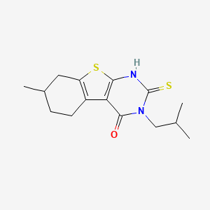 molecular formula C15H20N2OS2 B2646802 3-isobutyl-2-mercapto-7-methyl-5,6,7,8-tetrahydro[1]benzothieno[2,3-d]pyrimidin-4(3H)-one CAS No. 728941-35-3