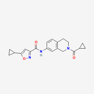 molecular formula C20H21N3O3 B2646804 N-(2-(cyclopropanecarbonyl)-1,2,3,4-tetrahydroisoquinolin-7-yl)-5-cyclopropylisoxazole-3-carboxamide CAS No. 1396628-12-8