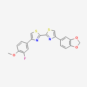 molecular formula C20H13FN2O3S2 B2646808 4-(1,3-Benzodioxol-5-yl)-4'-(3-fluoro-4-methoxyphenyl)-2,2'-bi-1,3-thiazole CAS No. 1030103-00-4