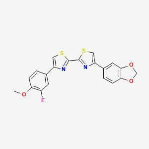 2-[4-(1,3-Dioxaindan-5-yl)-1,3-thiazol-2-yl]-4-(3-fluoro-4-methoxyphenyl)-1,3-thiazole