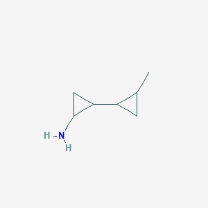 molecular formula C7H13N B2646810 2-(2-甲基环丙基)环丙-1-胺 CAS No. 2089277-31-4