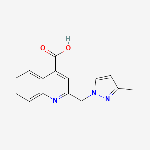 molecular formula C15H13N3O2 B2646819 2-[(3-甲基-1H-吡唑-1-基)甲基]喹啉-4-羧酸 CAS No. 1005633-34-0