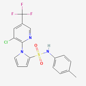 molecular formula C17H13ClF3N3O2S B2646827 1-[3-chloro-5-(trifluoromethyl)-2-pyridinyl]-N-(4-methylphenyl)-1H-pyrrole-2-sulfonamide CAS No. 321433-64-1