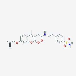 molecular formula C24H26N2O6S B264683 2-{4-methyl-7-[(2-methylprop-2-en-1-yl)oxy]-2-oxo-2H-chromen-3-yl}-N-[2-(4-sulfamoylphenyl)ethyl]acetamide 