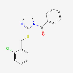 molecular formula C17H15ClN2OS B2646831 [2-[(2-Chlorophenyl)methylsulfanyl]-4,5-dihydroimidazol-1-yl]-phenylmethanone CAS No. 851803-85-5