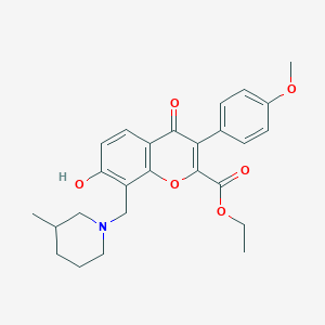 molecular formula C26H29NO6 B2646848 乙基 7-羟基-3-(4-甲氧基苯基)-8-[(3-甲基哌啶-1-基)甲基]-4-氧代-4H-色烯-2-羧酸酯 CAS No. 610759-58-5