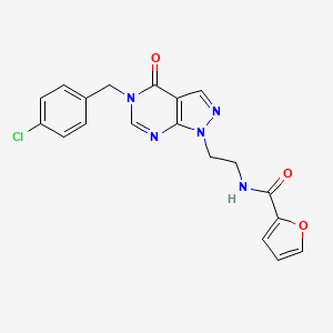 molecular formula C19H16ClN5O3 B2646852 N-(2-(5-(4-chlorobenzyl)-4-oxo-4,5-dihydro-1H-pyrazolo[3,4-d]pyrimidin-1-yl)ethyl)furan-2-carboxamide CAS No. 921912-53-0