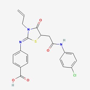 (E)-4-((3-allyl-5-(2-((4-chlorophenyl)amino)-2-oxoethyl)-4-oxothiazolidin-2-ylidene)amino)benzoic acid