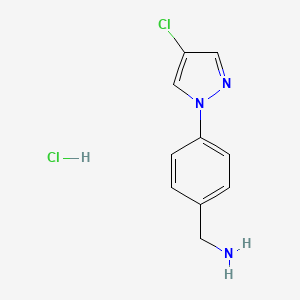 molecular formula C10H11Cl2N3 B2646874 1-[4-(4-氯-1H-吡唑-1-基)苯基]甲胺盐酸盐 CAS No. 1820614-50-3