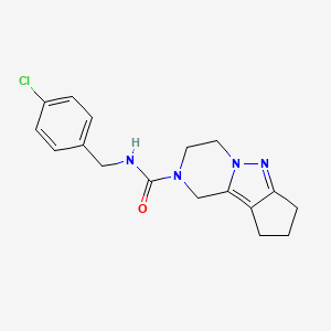molecular formula C17H19ClN4O B2646881 N-(4-chlorobenzyl)-3,4,8,9-tetrahydro-1H-cyclopenta[3,4]pyrazolo[1,5-a]pyrazine-2(7H)-carboxamide CAS No. 2034372-84-2