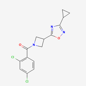molecular formula C15H13Cl2N3O2 B2646883 (3-(3-Cyclopropyl-1,2,4-oxadiazol-5-yl)azetidin-1-yl)(2,4-dichlorophenyl)methanone CAS No. 1396782-60-7