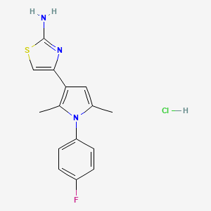 molecular formula C15H15ClFN3S B2646884 4-[1-(4-fluorophenyl)-2,5-dimethyl-1H-pyrrol-3-yl]-1,3-thiazol-2-amine hydrochloride CAS No. 1156039-78-9