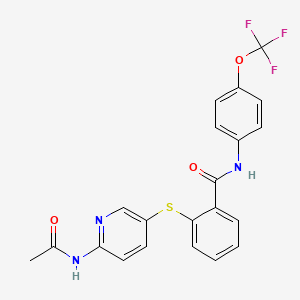 molecular formula C21H16F3N3O3S B2646896 2-(6-acetamidopyridin-3-yl)sulfanyl-N-[4-(trifluoromethoxy)phenyl]benzamide CAS No. 338962-78-0