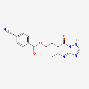 molecular formula C16H13N5O3 B2646908 2-(5-Methyl-7-oxo-4,7-dihydro[1,2,4]triazolo[1,5-a]pyrimidin-6-yl)ethyl 4-cyanobenzenecarboxylate CAS No. 860650-43-7