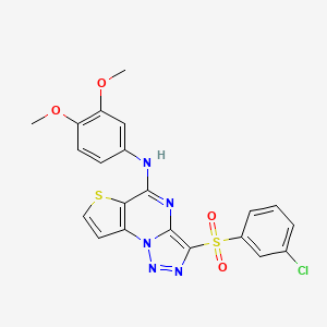 10-(3-chlorobenzenesulfonyl)-N-(3,4-dimethoxyphenyl)-5-thia-1,8,11,12-tetraazatricyclo[7.3.0.0^{2,6}]dodeca-2(6),3,7,9,11-pentaen-7-amine