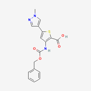 molecular formula C17H15N3O4S B2646916 5-(1-Methylpyrazol-4-yl)-3-(phenylmethoxycarbonylamino)thiophene-2-carboxylic acid CAS No. 2287283-99-0