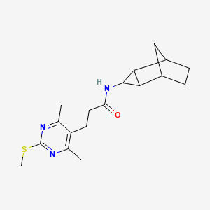 molecular formula C18H25N3OS B2646929 3-[4,6-dimethyl-2-(methylsulfanyl)pyrimidin-5-yl]-N-{tricyclo[3.2.1.0^{2,4}]octan-3-yl}propanamide CAS No. 1808322-92-0