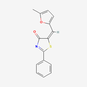 molecular formula C15H11NO2S B2646931 (E)-5-((5-methylfuran-2-yl)methylene)-2-phenylthiazol-4(5H)-one CAS No. 313955-51-0