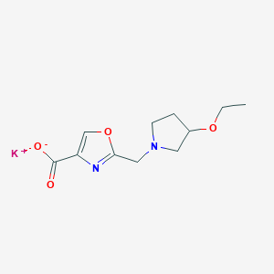 molecular formula C11H15KN2O4 B2646935 Potassium 2-((3-ethoxypyrrolidin-1-yl)methyl)oxazole-4-carboxylate CAS No. 2138264-55-6
