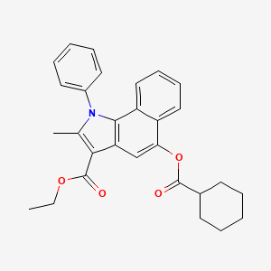 ethyl 5-((cyclohexanecarbonyl)oxy)-2-methyl-1-phenyl-1H-benzo[g]indole-3-carboxylate