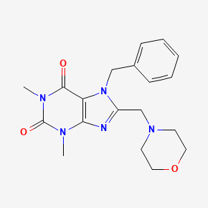 molecular formula C19H23N5O3 B2646942 7-Benzyl-1,3-dimethyl-8-morpholin-4-ylmethyl-3,7-dihydro-purine-2,6-dione CAS No. 586992-95-2