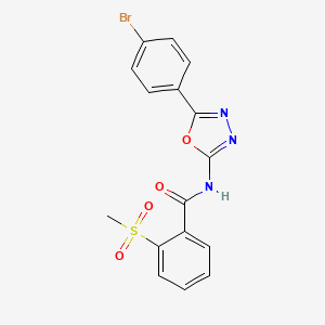 molecular formula C16H12BrN3O4S B2646949 N-(5-(4-bromophenyl)-1,3,4-oxadiazol-2-yl)-2-(methylsulfonyl)benzamide CAS No. 898435-67-1