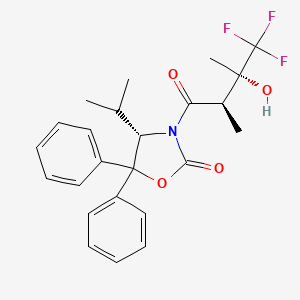 molecular formula C24H26F3NO4 B2646955 (4S)-4-isopropyl-5,5-diphenyl-3-[(2R,3S)-4,4,4-trifluoro-3-hydroxy-2,3-dimethyl-butanoyl]oxazolidin-2-one CAS No. 2387562-53-8