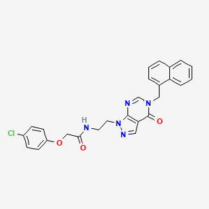 molecular formula C26H22ClN5O3 B2646961 2-(4-chlorophenoxy)-N-(2-(5-(naphthalen-1-ylmethyl)-4-oxo-4,5-dihydro-1H-pyrazolo[3,4-d]pyrimidin-1-yl)ethyl)acetamide CAS No. 922046-84-2