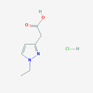 molecular formula C7H11ClN2O2 B2646968 2-(1-ethyl-1H-pyrazol-3-yl)acetic acid hydrochloride CAS No. 1909313-60-5