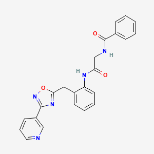 molecular formula C23H19N5O3 B2646976 N-(2-oxo-2-((2-((3-(pyridin-3-yl)-1,2,4-oxadiazol-5-yl)methyl)phenyl)amino)ethyl)benzamide CAS No. 1705890-86-3