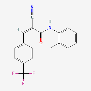 molecular formula C18H13F3N2O B2646978 (Z)-2-Cyano-N-(2-methylphenyl)-3-[4-(trifluoromethyl)phenyl]prop-2-enamide CAS No. 478016-17-0