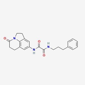 molecular formula C22H23N3O3 B2646991 N-{11-oxo-1-azatricyclo[6.3.1.0^{4,12}]dodeca-4(12),5,7-trien-6-yl}-N'-(3-phenylpropyl)ethanediamide CAS No. 898435-53-5