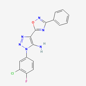 molecular formula C16H10ClFN6O B2646993 1-(3-chloro-4-fluorophenyl)-4-(3-phenyl-1,2,4-oxadiazol-5-yl)-1H-1,2,3-triazol-5-amine CAS No. 892761-52-3