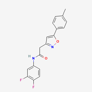 molecular formula C18H14F2N2O2 B2647006 N-(3,4-二氟苯基)-2-(5-(对甲苯基)异恶唑-3-基)乙酰胺 CAS No. 946226-69-3
