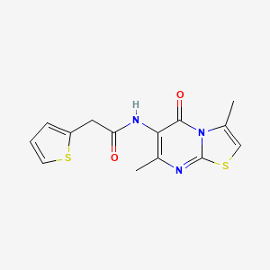 molecular formula C14H13N3O2S2 B2647008 N-(3,7-dimethyl-5-oxo-5H-thiazolo[3,2-a]pyrimidin-6-yl)-2-(thiophen-2-yl)acetamide CAS No. 946223-04-7