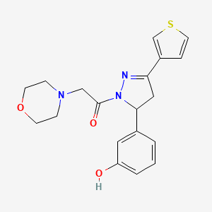 1-(5-(3-hydroxyphenyl)-3-(thiophen-3-yl)-4,5-dihydro-1H-pyrazol-1-yl)-2-morpholinoethanone