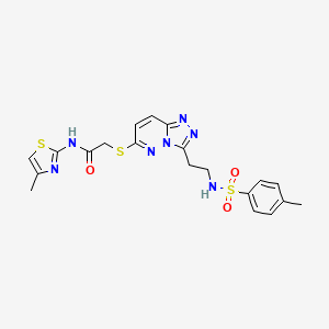 B2647037 2-((3-(2-(4-methylphenylsulfonamido)ethyl)-[1,2,4]triazolo[4,3-b]pyridazin-6-yl)thio)-N-(4-methylthiazol-2-yl)acetamide CAS No. 872998-16-8