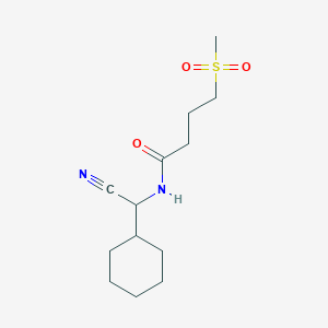 molecular formula C13H22N2O3S B2647039 N-[Cyano(cyclohexyl)methyl]-4-methylsulfonylbutanamide CAS No. 1436175-54-0