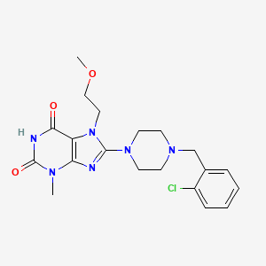 molecular formula C20H25ClN6O3 B2647051 8-(4-(2-氯苄基)哌嗪-1-基)-7-(2-甲氧基乙基)-3-甲基-1H-嘌呤-2,6(3H,7H)-二酮 CAS No. 878432-52-1