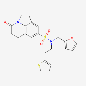 N-[(furan-2-yl)methyl]-11-oxo-N-[2-(thiophen-2-yl)ethyl]-1-azatricyclo[6.3.1.0^{4,12}]dodeca-4(12),5,7-triene-6-sulfonamide