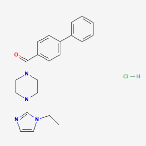 molecular formula C22H25ClN4O B2647080 [1,1'-联苯]-4-基(4-(1-乙基-1H-咪唑-2-基)哌嗪-1-基)甲酮盐酸盐 CAS No. 1189910-48-2