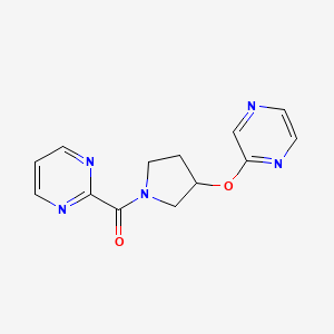 molecular formula C13H13N5O2 B2647084 (3-(吡嗪-2-yloxy)吡咯烷-1-基)(嘧啶-2-基)甲酮 CAS No. 2034583-44-1