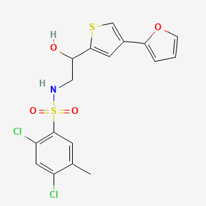 molecular formula C17H15Cl2NO4S2 B2647090 2,4-dichloro-N-{2-[4-(furan-2-yl)thiophen-2-yl]-2-hydroxyethyl}-5-methylbenzene-1-sulfonamide CAS No. 2379970-75-7