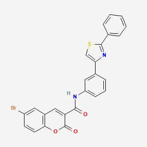 molecular formula C25H15BrN2O3S B2647096 6-bromo-2-oxo-N-[3-(2-phenyl-1,3-thiazol-4-yl)phenyl]-2H-chromene-3-carboxamide CAS No. 361995-43-9