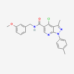 4-chloro-N-[(3-methoxyphenyl)methyl]-3-methyl-1-(4-methylphenyl)pyrazolo[3,4-b]pyridine-5-carboxamide