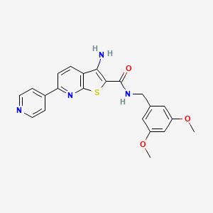 molecular formula C22H20N4O3S B2647117 3-amino-N-(3,5-dimethoxybenzyl)-6-(4-pyridinyl)thieno[2,3-b]pyridine-2-carboxamide CAS No. 445267-42-5